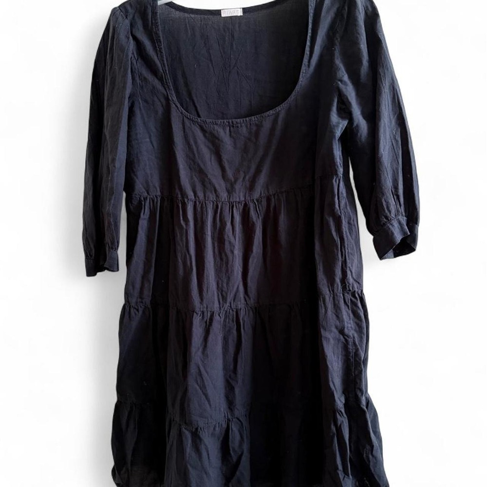 Vintage TART black cotton tiered mini dress
